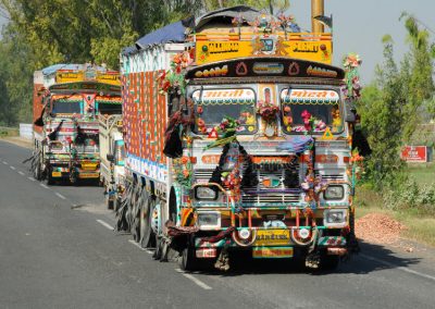 motor-transport-india-april-th-colourful-trucks-highway-uttar-pradesh-40375870
